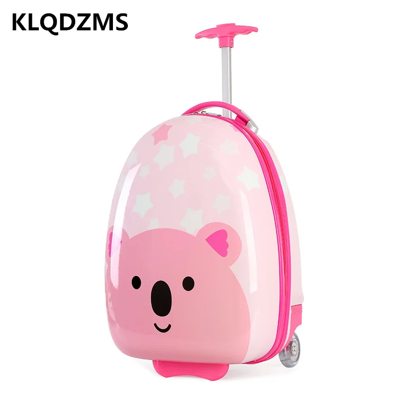 

KLQDZMS Child’s Luggage Trolley Bag 16 Inch Kids Travel Suitcase On Wheels Cute Boy Girls Carry On Cabin Suitcase