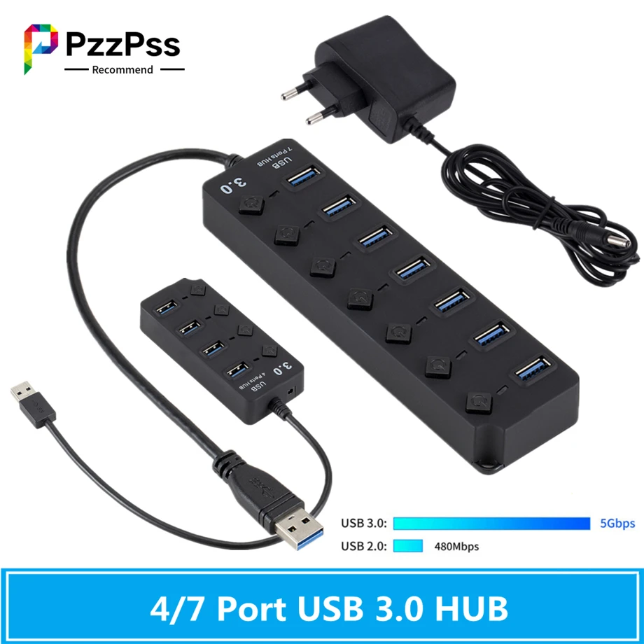 PzzPss USB 3.0 Hub USB Hub 3.0 Multi USB Splitter Use Power Adapter 4/7 Port Multiple Expander 3.0 USB Hub with Switch for PC
PzzPss USB 3.0 Hub USB Hub 3.0 Multi USB Splitter Use Power Adapter 4/7 Port Multiple Expander 3.0 USB Hub with Switch for PC