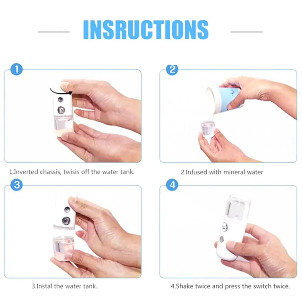 Nano Face Moisturizing Sprayer USB Rechargeable Portable Air Humidifier Handheld Water Atomizer Face Skin Care Tools
Nano Face Moisturizing Sprayer USB Rechargeable Portable Air Humidifier Handheld Water Atomizer Face Skin Care Tools