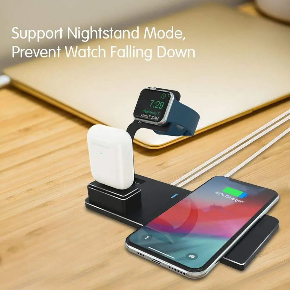 Three-In-One Wireless Charging Qi Fast Charging Mobile Phone Watch Bracket For Airpods Charging Bracket Desktop Bracket 
Three-In-One Wireless Charging Qi Fast Charging Mobile Phone Watch Bracket For Airpods Charging Bracket Desktop Bracket