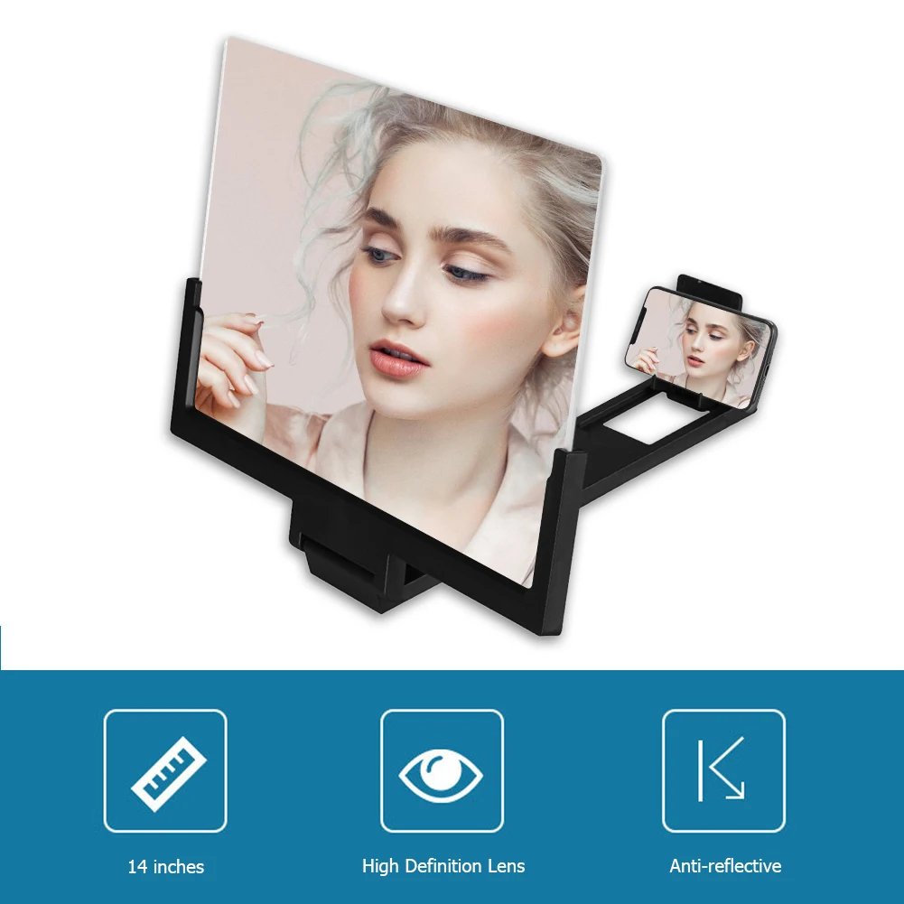 14 inch Mobile Phone Screen Magnifier 3D HD Video Movie Amplifier Folding Magnifying Enlarged Glass Bracket Smart Phone Holder
14 inch Mobile Phone Screen Magnifier 3D HD Video Movie Amplifier Folding Magnifying Enlarged Glass Bracket Smart Phone Holder