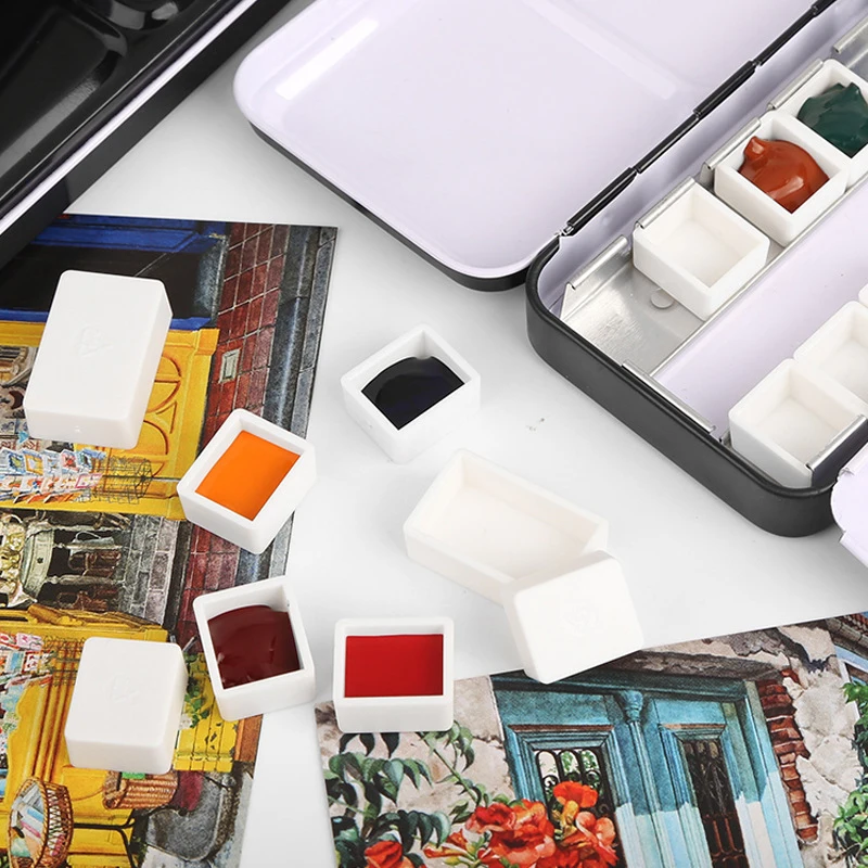 10pcs Empty Full/Half Pan White Half Pans Paint Plastic Watercolor Grid | Канцтовары для офиса и дома