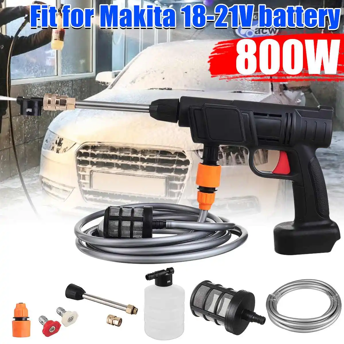 800W Cordless High Pressure Washer Spray Water Gun Foam Car Wash Pressure Water Nozzle Cleaning Machine For Makita 18V Battery
800W Cordless High Pressure Washer Spray Water Gun Foam Car Wash Pressure Water Nozzle Cleaning Machine For Makita 18V Battery