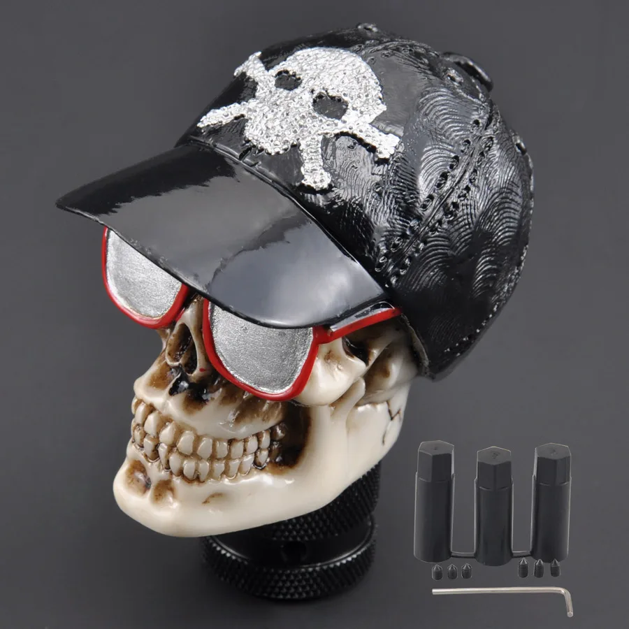 

Baseball Hat Glasses Skull Manual Car Truck Stick Gear Shift Knob Shifter Lever For SUV Crossover Truck Wagon Hatchback Coupe