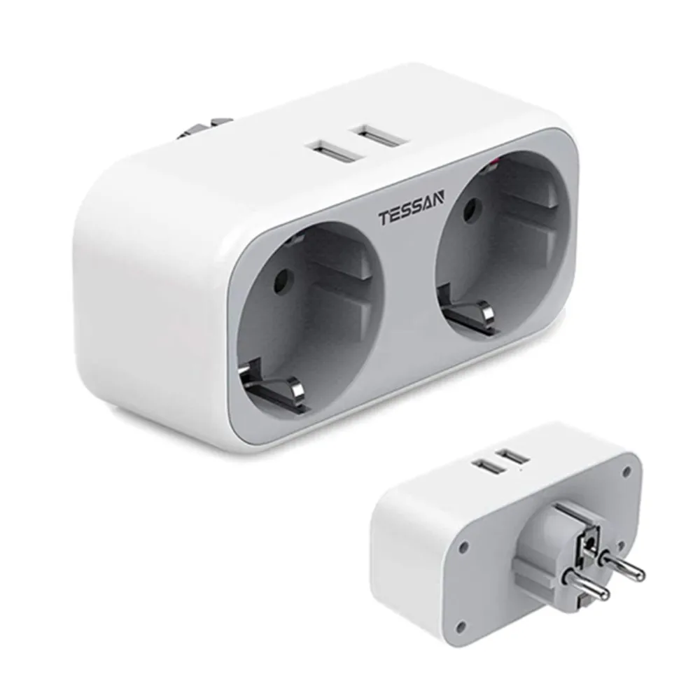 TESSAN EU Wall USB Socket Travel Power Strip with 2 AC Outlets and 2 USB Charging Ports Wall Charger Adapter Overload Protection 
TESSAN EU Wall USB Socket Travel Power Strip with 2 AC Outlets and 2 USB Charging Ports Wall Charger Adapter Overload Protection