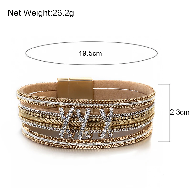 ALLYES Multilayer Leather Bracelets for Women Boho Copper Alloy Chain Crystal 3 X Rhinestone Charm Wrap Bracelet Jewelry
ALLYES Multilayer Leather Bracelets for Women Boho Copper Alloy Chain Crystal 3 X Rhinestone Charm Wrap Bracelet Jewelry