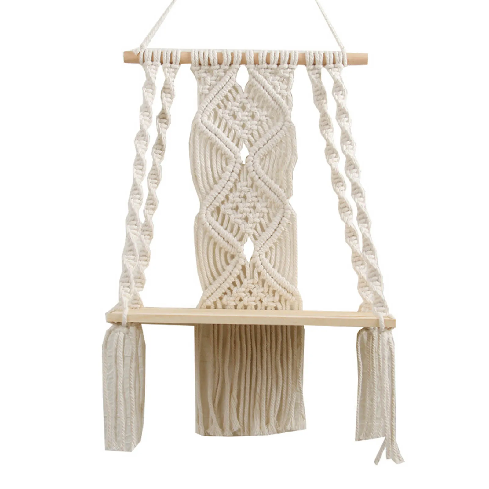 DIY Handmade Tassel Macrame Tapestry Wall Hanging Shelf Boho Cotton Rope Woven Plant Hanger Wood Floating Shelf Wall Decor
DIY Handmade Tassel Macrame Tapestry Wall Hanging Shelf Boho Cotton Rope Woven Plant Hanger Wood Floating Shelf Wall Decor