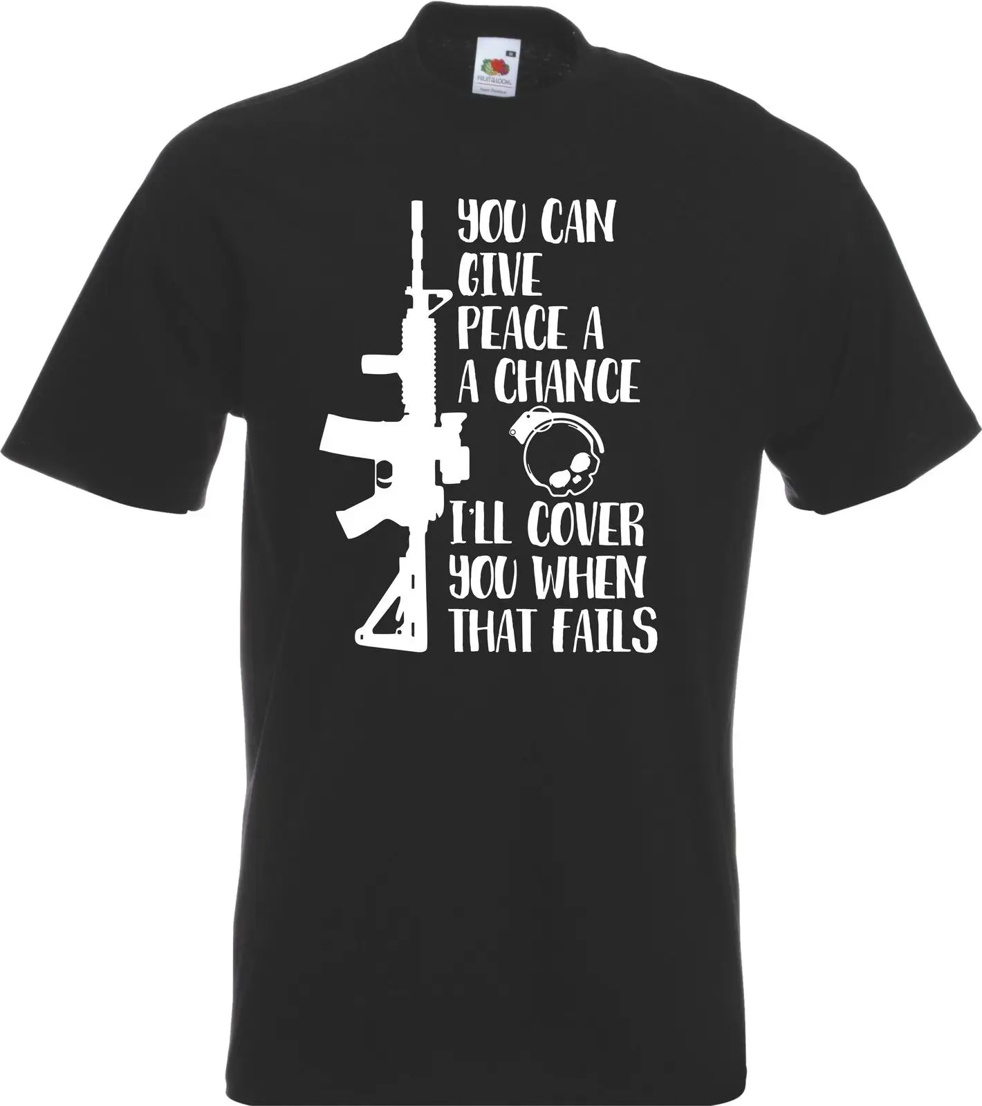 2019 New Summer Cool Tee Shirt You Can Give Peace a chance... I'll Cover You Army War Battle T-Shirt SAS Marine Cotton T-shirt 
2019 New Summer Cool Tee Shirt You Can Give Peace a chance... I'll Cover You Army War Battle T-Shirt SAS Marine Cotton T-shirt