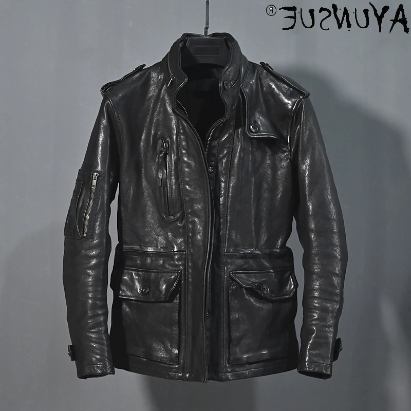 High Quality Real Leather Jacket Men Spring Autumn 100% Sheepskin Coat Vintage Mens Jackets and Coats 2021 Slim Fit
High Quality Real Leather Jacket Men Spring Autumn 100% Sheepskin Coat Vintage Mens Jackets and Coats 2021 Slim Fit