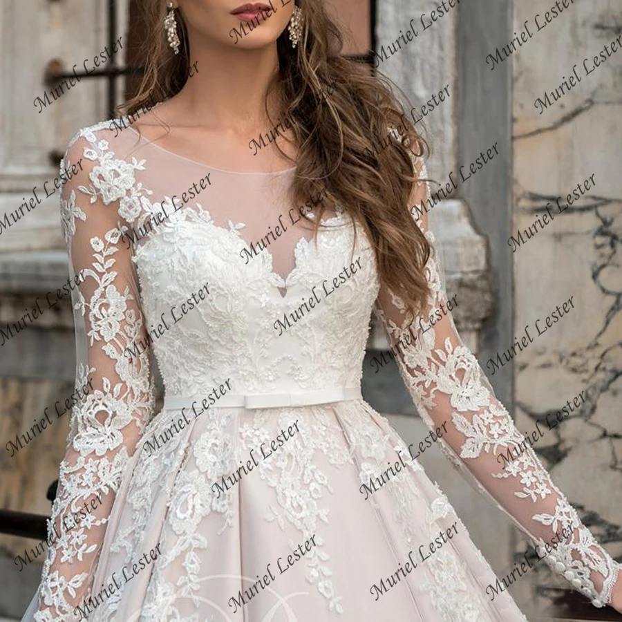 Elegant O Neck Lace Appliques Boho Wedding Dress Vintage Long Sleeves Tulle Bridal Gowns Custom Made Vestido De Noiva 2020
Elegant O Neck Lace Appliques Boho Wedding Dress Vintage Long Sleeves Tulle Bridal Gowns Custom Made Vestido De Noiva 2020
