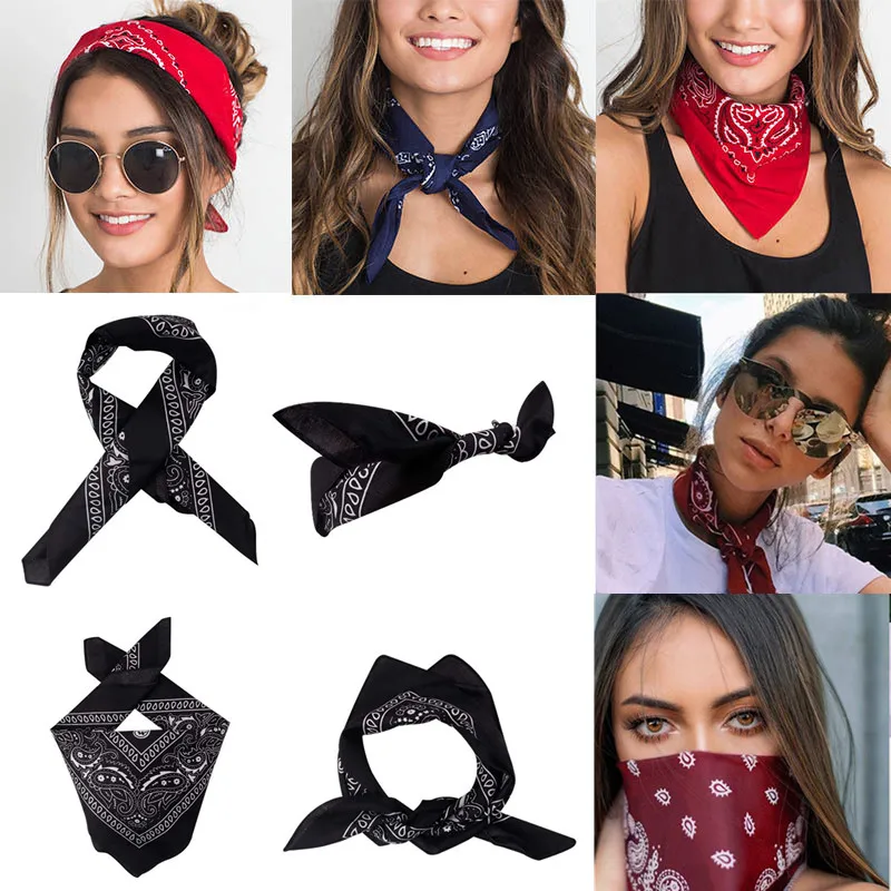 

2pcs/set Women Hair Accessories Bandana Scarf Square Female Bandanas Headwear Girls Headbands бандана женская повязка на голову