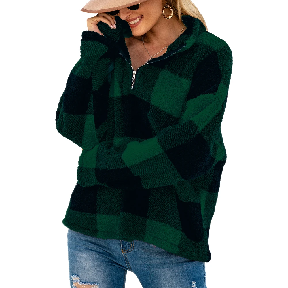 VICABO Autumn Winter Plaid Printed Women Sweatshirts White Green Wine Red Loose Casual Top Zipper Turn-Down Collar Lady Pullover
VICABO Autumn Winter Plaid Printed Women Sweatshirts White Green Wine Red Loose Casual Top Zipper Turn-Down Collar Lady Pullover