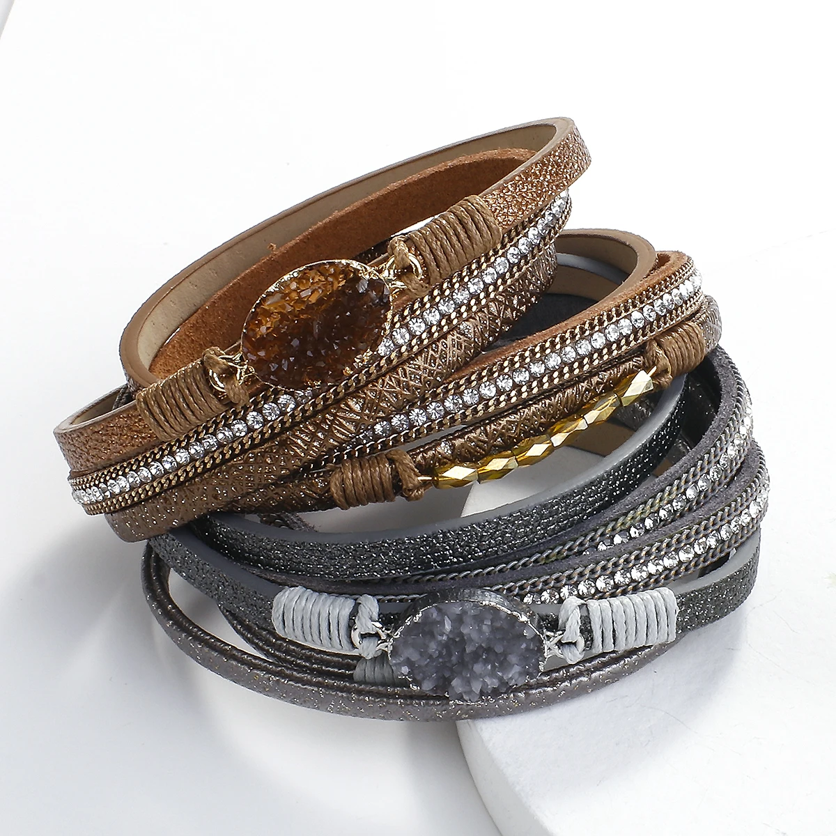 Amorcome Resin Stone Charm Womens Leather Wrap Bracelet Handmade Multi-strand Layered Stacking Cuff Bracelets for Women Girls
Amorcome Resin Stone Charm Womens Leather Wrap Bracelet Handmade Multi-strand Layered Stacking Cuff Bracelets for Women Girls