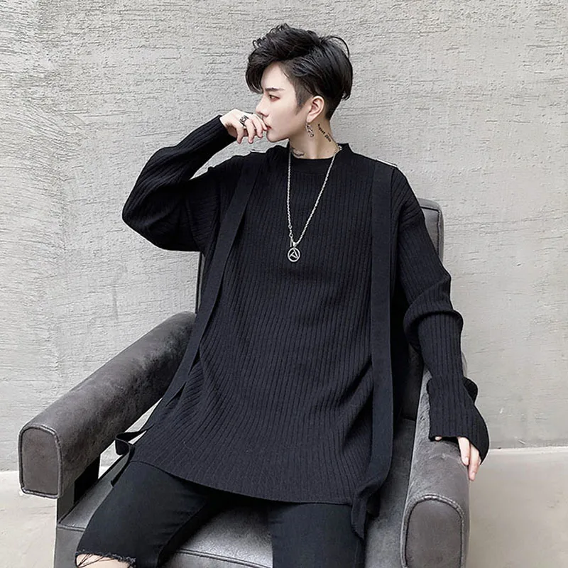 Male Streetwear Vintage Fashion Black White Knit Sweater Men Ribbon Stripe Casual Pullover Thin Sweater 
Male Streetwear Vintage Fashion Black White Knit Sweater Men Ribbon Stripe Casual Pullover Thin Sweater