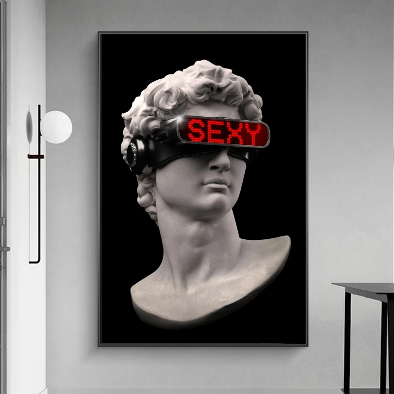 Funny Art David Sculpture with VR Glasses Wall Art Canvas Posters And Prints Abstract David Canvas Paintings Wall Decor Pictures
Funny Art David Sculpture with VR Glasses Wall Art Canvas Posters And Prints Abstract David Canvas Paintings Wall Decor Pictures
