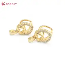 (40656)10PCS High Quality Champagne Gold Color Brass and Zircon Connector for Necklaces Heart Charms Pendants Jewelry Making
