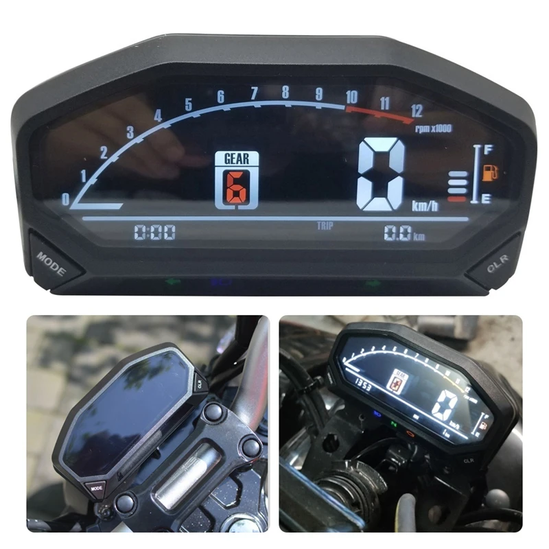 YG150-23 Universal Motorcycle LED LCD Speedometer Digital Odometer Tachometer for 1,2,4 Cylinders Adjut
YG150-23 Universal Motorcycle LED LCD Speedometer Digital Odometer Tachometer for 1,2,4 Cylinders Adjut