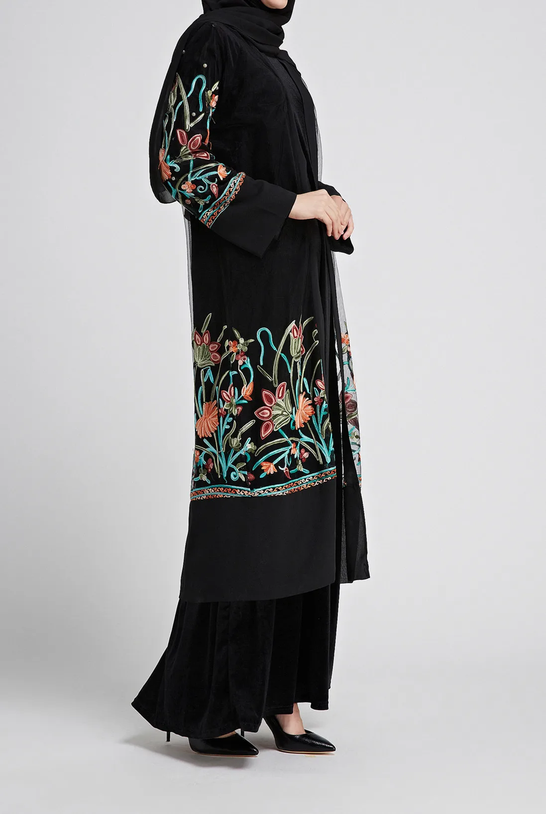 Модное платье Abaya из Дубая с вышивкой женское для улицы Сетчатое - купить по