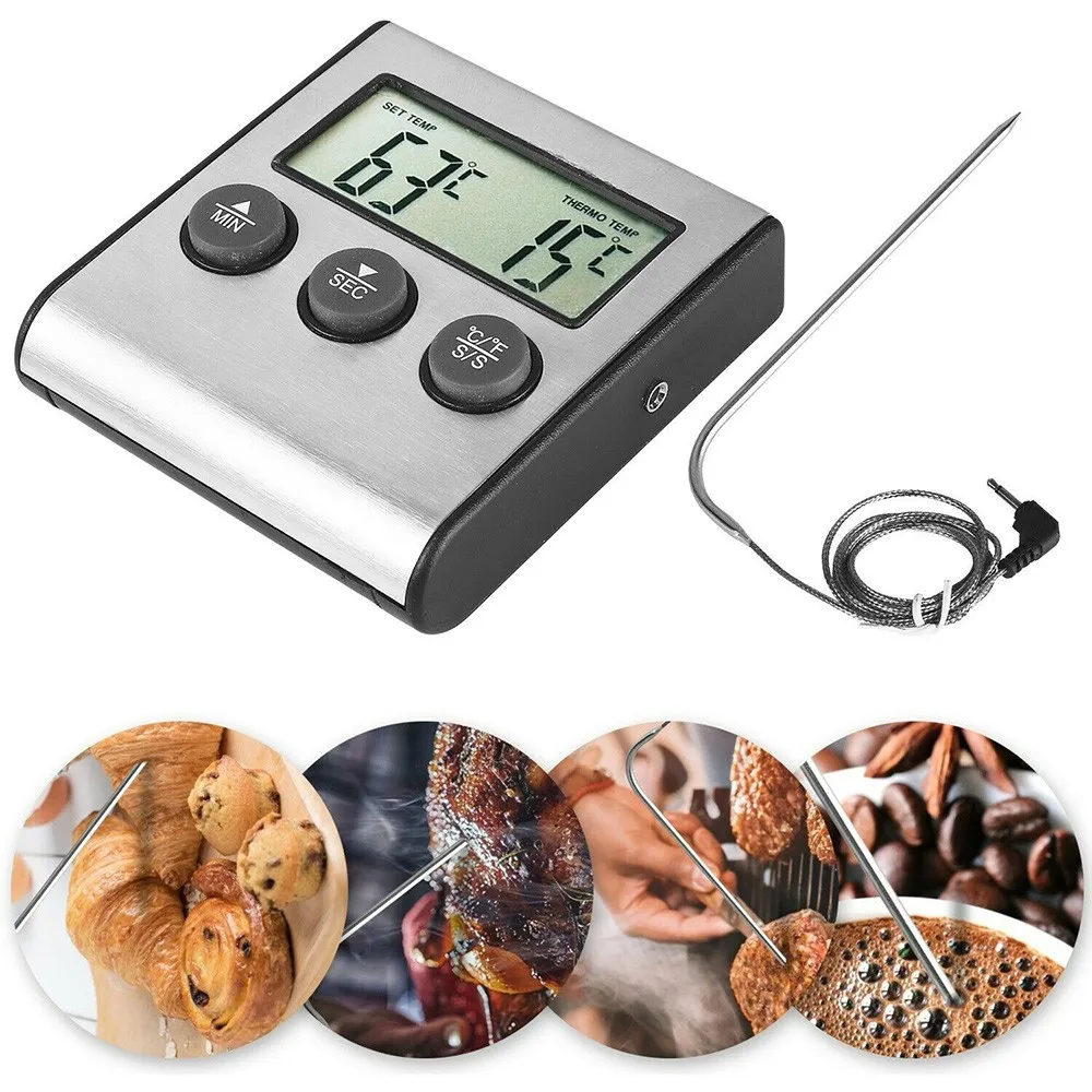Electronic Digital LCD Food Thermometer Probe BBQ Meat Water Oil Cooking Temperature Alarm Cooking Timer Kitchen Cooking Tester
Electronic Digital LCD Food Thermometer Probe BBQ Meat Water Oil Cooking Temperature Alarm Cooking Timer Kitchen Cooking Tester