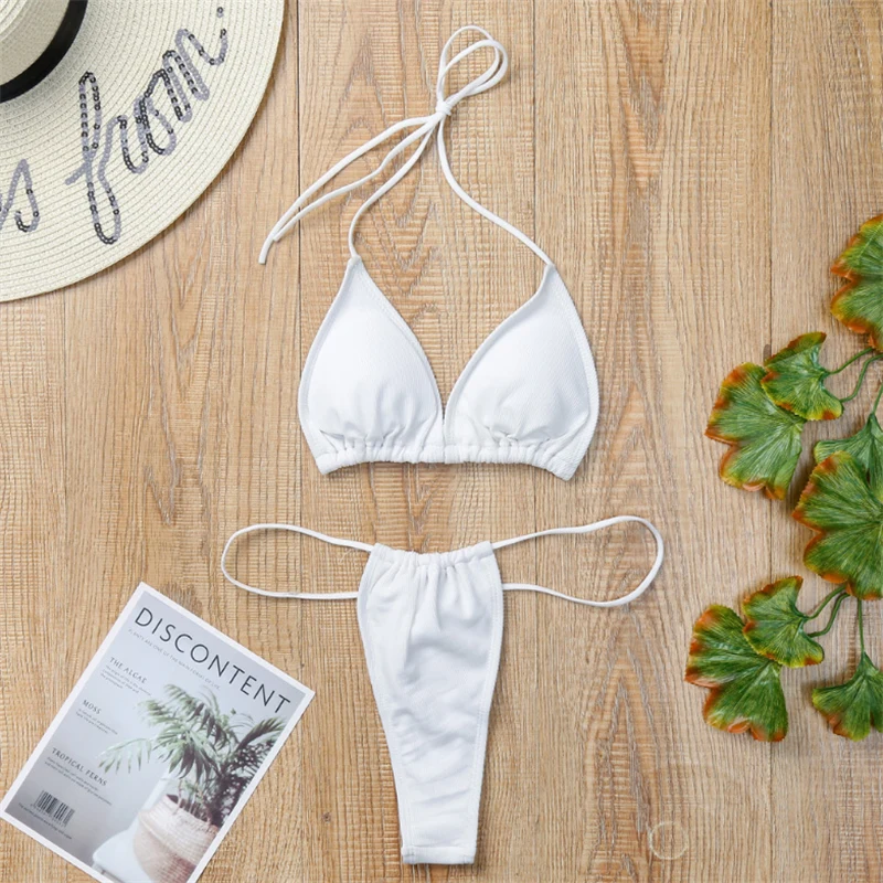 Sexy Triangle Swimsuit Women Thong Bikini Mujer 2019 New Solid Swimwear Bandage Brazilian Bathing Suit Summer Biquini Set
Sexy Triangle Swimsuit Women Thong Bikini Mujer 2019 New Solid Swimwear Bandage Brazilian Bathing Suit Summer Biquini Set