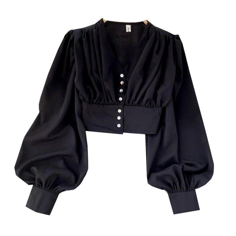Lantern Sleeved Solid Women Shirts Autumn Summer New White Short Empire V-Neck Sexy Female Outwear Tops
Lantern Sleeved Solid Women Shirts Autumn Summer New White Short Empire V-Neck Sexy Female Outwear Tops