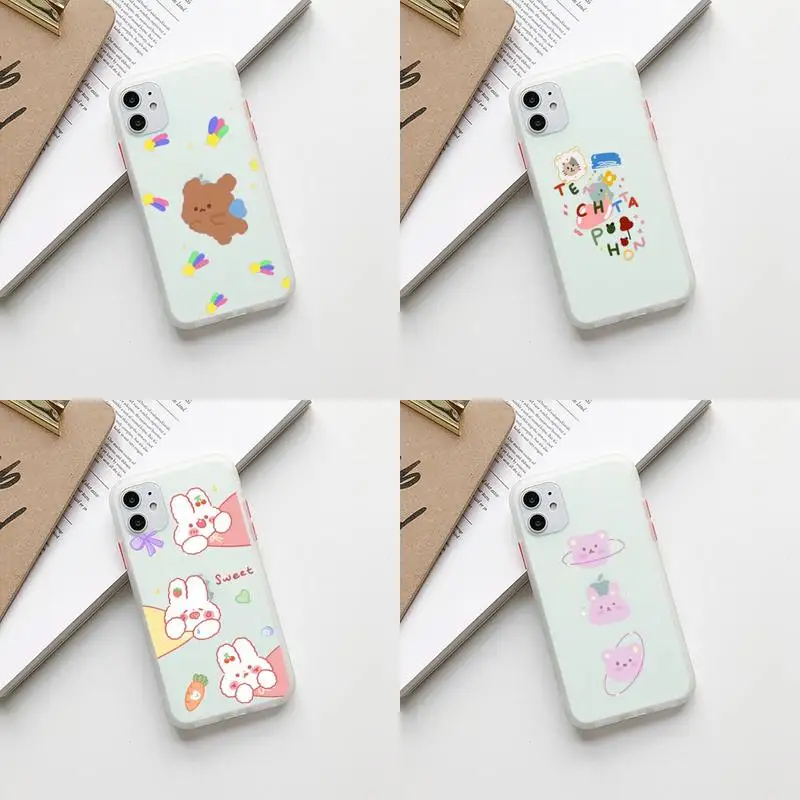 Korea cute bear Protection Bumper Phone Case For iPhone11 12Pro XS X 8 7 Plus Max XR Translucent Matte Back Cover
Korea cute bear Protection Bumper Phone Case For iPhone11 12Pro XS X 8 7 Plus Max XR Translucent Matte Back Cover
