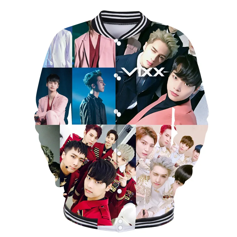 kpop VIXX Korean baseball jacket version of the 2018 3D Print ladies loose autumn men's windbreaker jacket printed autumn Q0716
kpop VIXX Korean baseball jacket version of the 2018 3D Print ladies loose autumn men's windbreaker jacket printed autumn Q0716