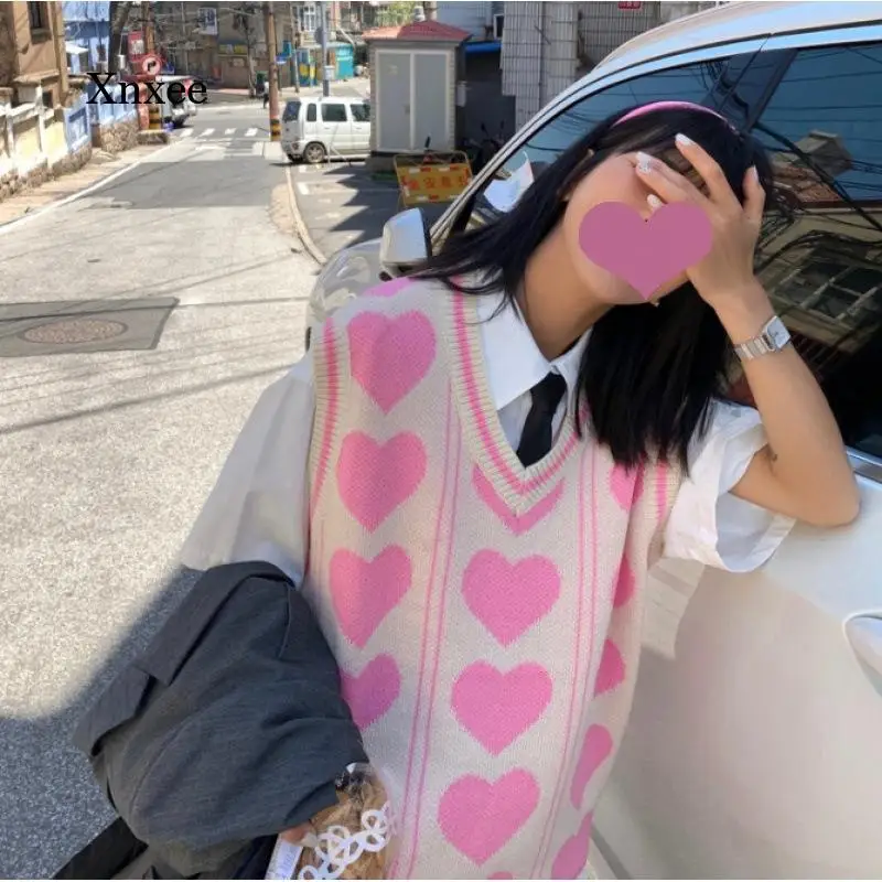 Вязаный жилет с V-образным вырезом в стиле Харадзюку, корейский винтажный свитер, Свободный пуловер, топы, Y2K, безрукавка оверсайз, свитеры с ... 
Вязаный жилет с V-образным вырезом в стиле Харадзюку, корейский винтажный свитер, Свободный пуловер, топы, Y2K, безрукавка оверсайз, свитеры с ...