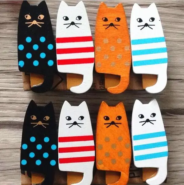 4 шт./лот Kawaii Fat Cat деревянные зажимы фотобумага крафтовые украшение для вечерние