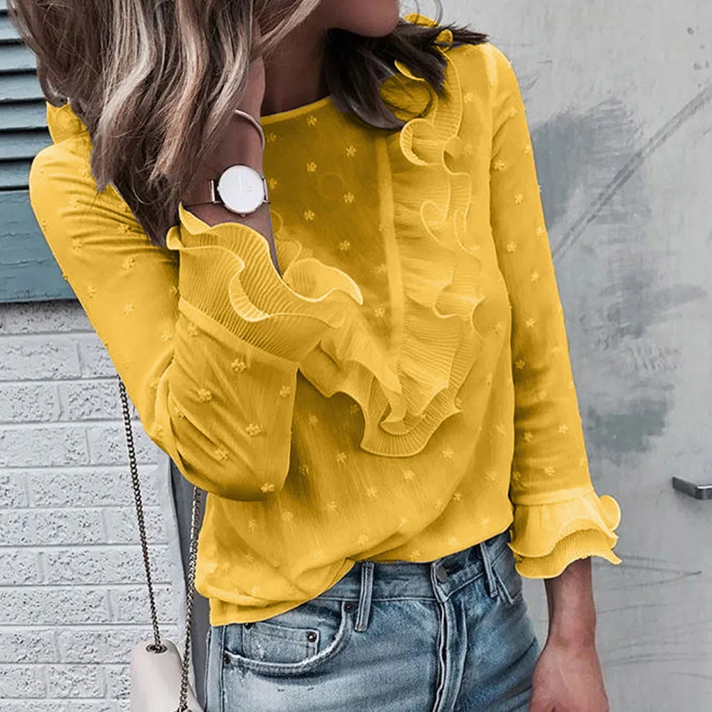 Ladies Vintage Ruffles Blouse Casual Lace Polka Dot Print O Neck Long Sleeve Women Top Multi Blouse Blouse
Ladies Vintage Ruffles Blouse Casual Lace Polka Dot Print O Neck Long Sleeve Women Top Multi Blouse Blouse