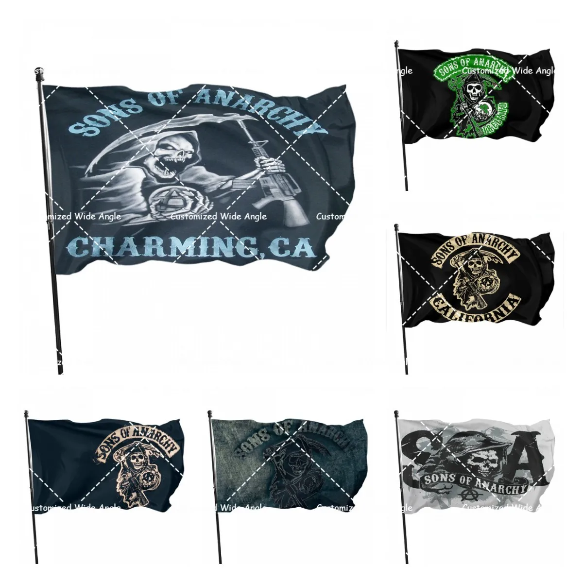 Skull Flag with Scythe and Banner Graphics Custom Printed Flag with Shaft Cover Brass Grommet Skull Flag with Gun
Skull Flag with Scythe and Banner Graphics Custom Printed Flag with Shaft Cover Brass Grommet Skull Flag with Gun