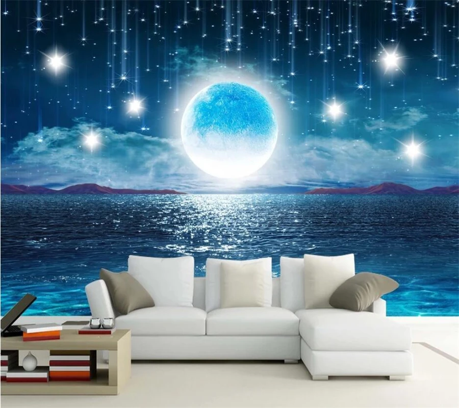 beibehang Custom wallpaper 3d water rise bright moon beautiful night starry sky full moon landscape living room background wall
beibehang Custom wallpaper 3d water rise bright moon beautiful night starry sky full moon landscape living room background wall
