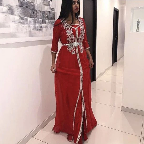 Red Chiffon Long Sleeve Beading Arabic Kaftans Evening Dress 2019 Vestidos De Gala Largos Formal Prom Dresses 
Red Chiffon Long Sleeve Beading Arabic Kaftans Evening Dress 2019 Vestidos De Gala Largos Formal Prom Dresses