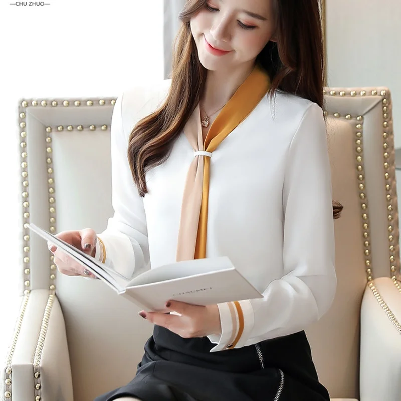 Chic 2021 Spring Women Fashion Slim Chiffon Blouse Long Sleeve Solid Tie Patchwotk Summer Casual Shirts Stylish Tops Blusas
Chic 2021 Spring Women Fashion Slim Chiffon Blouse Long Sleeve Solid Tie Patchwotk Summer Casual Shirts Stylish Tops Blusas