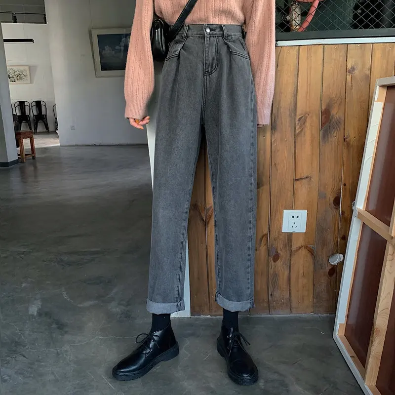 New High Waist Jeans Casual Light Washed Plus Denim Pants Femme Straight Black Loose Stylish BF Style
New High Waist Jeans Casual Light Washed Plus Denim Pants Femme Straight Black Loose Stylish BF Style