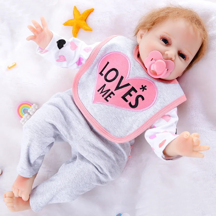 55CM Reborn Baby Doll Realistic Adorable Babies DOLL Very Soft Full Body Silicone Dolls Bath Toy Girls Stuffed Bebe Doll
