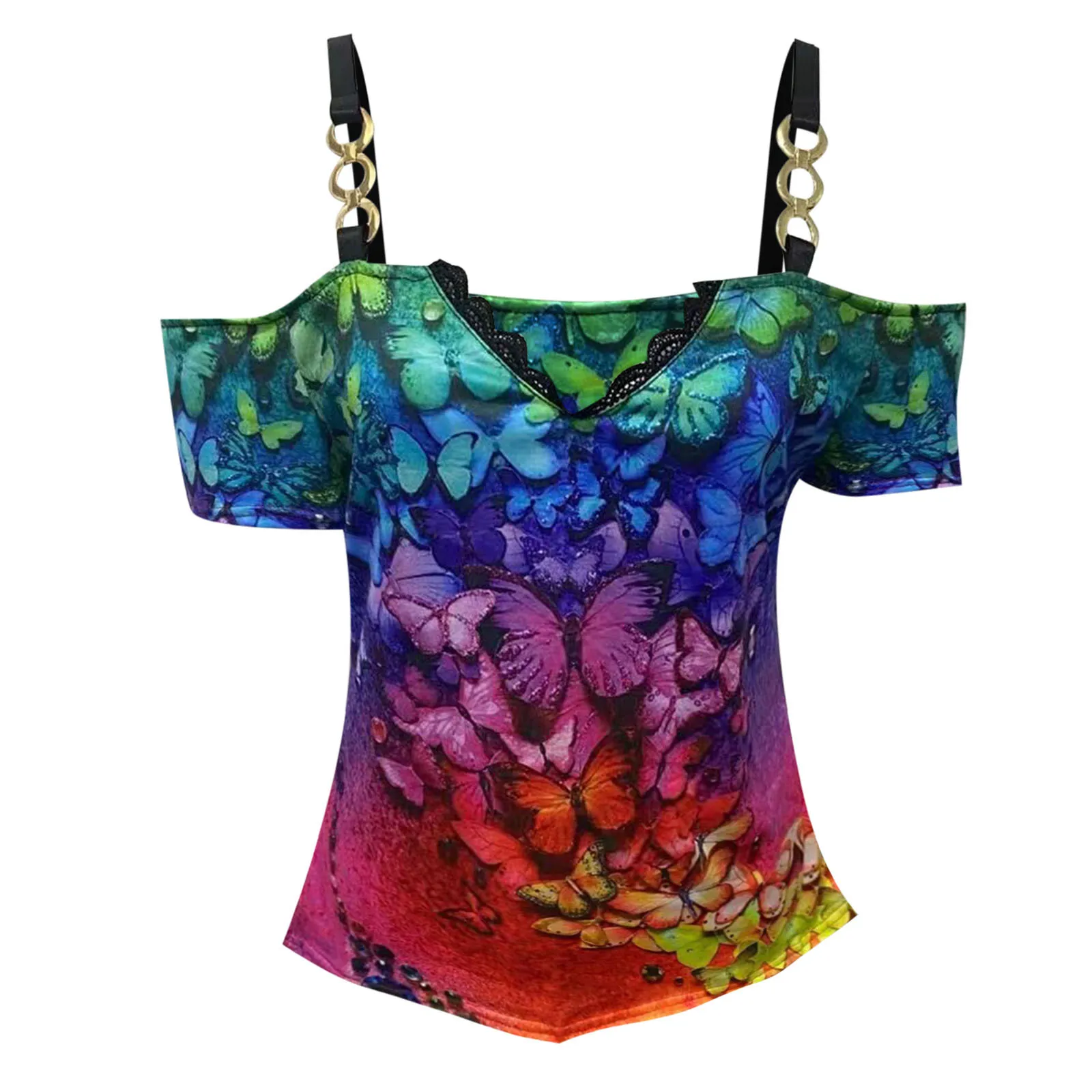 Strapless Loose T-shirt Women's Top Summer V-neck 3D Butterfly Lace Stitching Short-sleeved T-shirt Plus Size Clothing 2021 New
Strapless Loose T-shirt Women's Top Summer V-neck 3D Butterfly Lace Stitching Short-sleeved T-shirt Plus Size Clothing 2021 New
