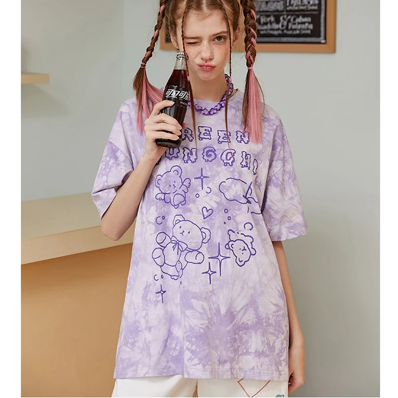 2021 Harajuku Cute Bear Tshirt Streetwear Summer Oversize T Shirt Women Chic letter Top Female Tee Hip Hop Tie Dyed Tshirts
2021 Harajuku Cute Bear Tshirt Streetwear Summer Oversize T Shirt Women Chic letter Top Female Tee Hip Hop Tie Dyed Tshirts