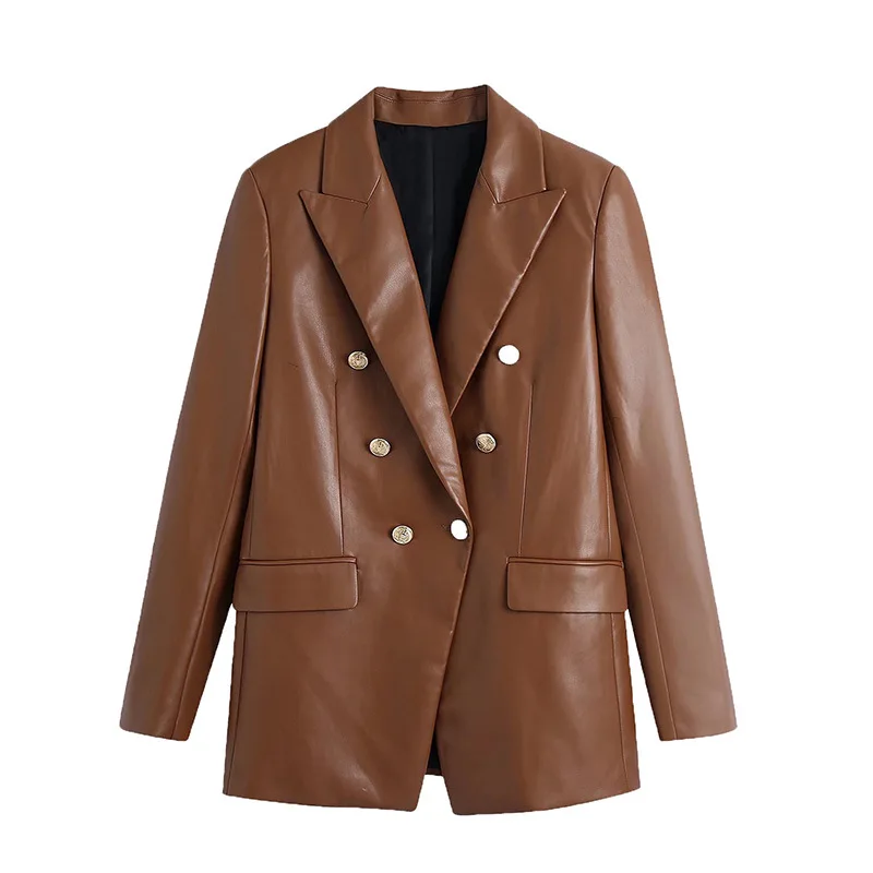 Women Faux Leather Blazer Jacket Coat 2021 Autumn And Winter With Buttoned Vintage Long Sleeve Flap Pockets Female Veste Femme
Women Faux Leather Blazer Jacket Coat 2021 Autumn And Winter With Buttoned Vintage Long Sleeve Flap Pockets Female Veste Femme