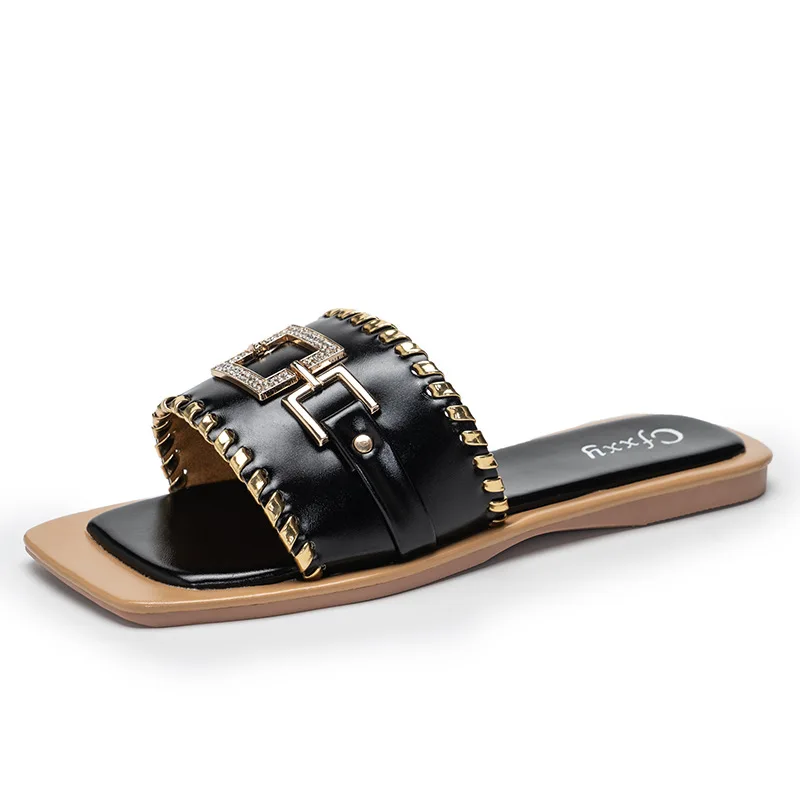 2021 Flat Women Sandals Outdoor Slippers Metal Square Buckle Casual Sandals High Quality Rhinestone Slippers Candy Colors
2021 Flat Women Sandals Outdoor Slippers Metal Square Buckle Casual Sandals High Quality Rhinestone Slippers Candy Colors
