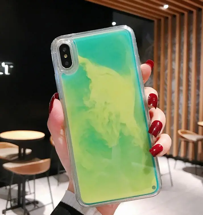 Светящийся неоновый песок жидкий защитный чехол для Xiaomi Redmi Note 7 Pro Блестящий