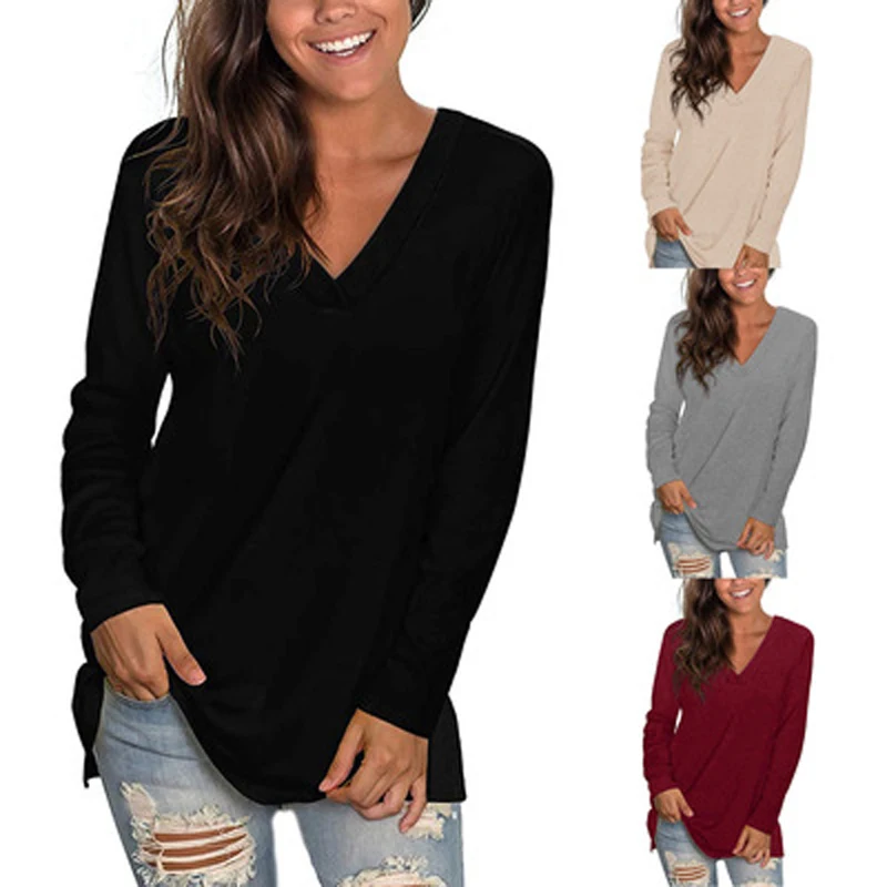 2021 Autumn The New Black V-neck T-shirt Femme Loose Black Top Women Spring And Autumn Korean Version Long Seeve Shirt
2021 Autumn The New Black V-neck T-shirt Femme Loose Black Top Women Spring And Autumn Korean Version Long Seeve Shirt