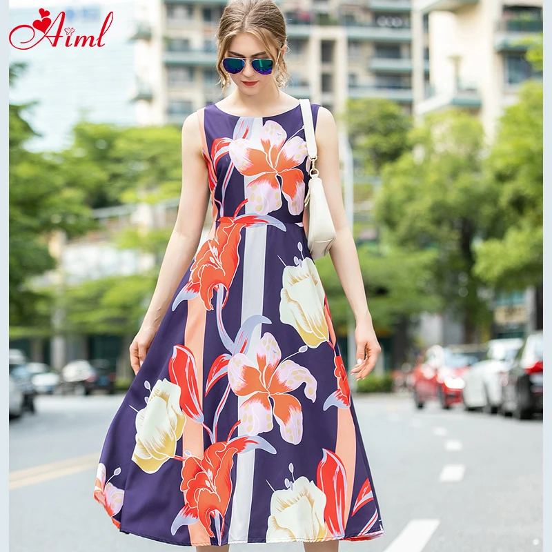 Designer 2020 Female Summer Floral Round neck Print Sleeveless Boho Holiday Midi Dress Dresses Lady New Robe Femme Lady Dresses
Designer 2020 Female Summer Floral Round neck Print Sleeveless Boho Holiday Midi Dress Dresses Lady New Robe Femme Lady Dresses