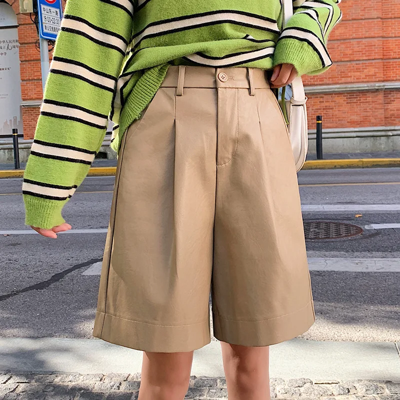 Fashion PU Leather Shorts Women's Autumn Winter Elastic Waist Loose Five Points Leather Trouser Plus Size Shorts S-4XL
Fashion PU Leather Shorts Women's Autumn Winter Elastic Waist Loose Five Points Leather Trouser Plus Size Shorts S-4XL