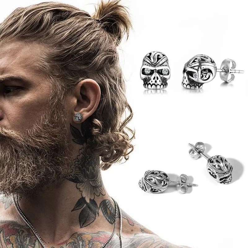 Stainless Steel Crack Punk Skull Head Stud Earrings for Men Skull Head Ear Post with CZ Stone Eyes Tiny Earing Vintage Jewelry
Stainless Steel Crack Punk Skull Head Stud Earrings for Men Skull Head Ear Post with CZ Stone Eyes Tiny Earing Vintage Jewelry