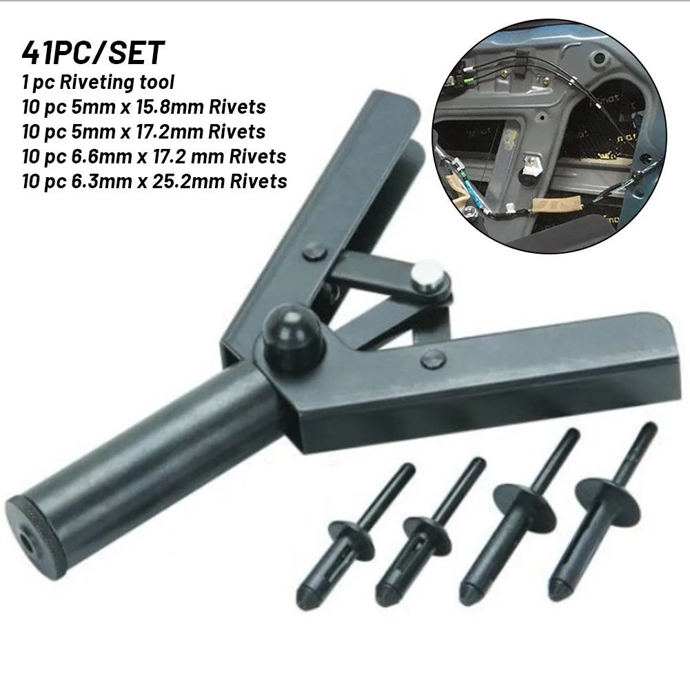Rivet Tool With 1PC Poly Rivets Set 40Pcs Assorted Plastic Riveter Hand Tool Set Plastic Riveter Tool
Rivet Tool With 1PC Poly Rivets Set 40Pcs Assorted Plastic Riveter Hand Tool Set Plastic Riveter Tool
