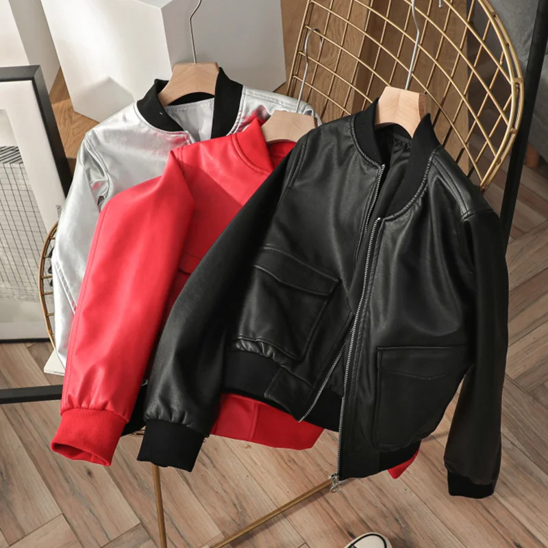 Ailegogo Spring Autumn Women Short Silver Pu Faux Leather Jacket Motorcycle Biker Long Sleeve Zipper Streetwear Coat Outwear
Ailegogo Spring Autumn Women Short Silver Pu Faux Leather Jacket Motorcycle Biker Long Sleeve Zipper Streetwear Coat Outwear