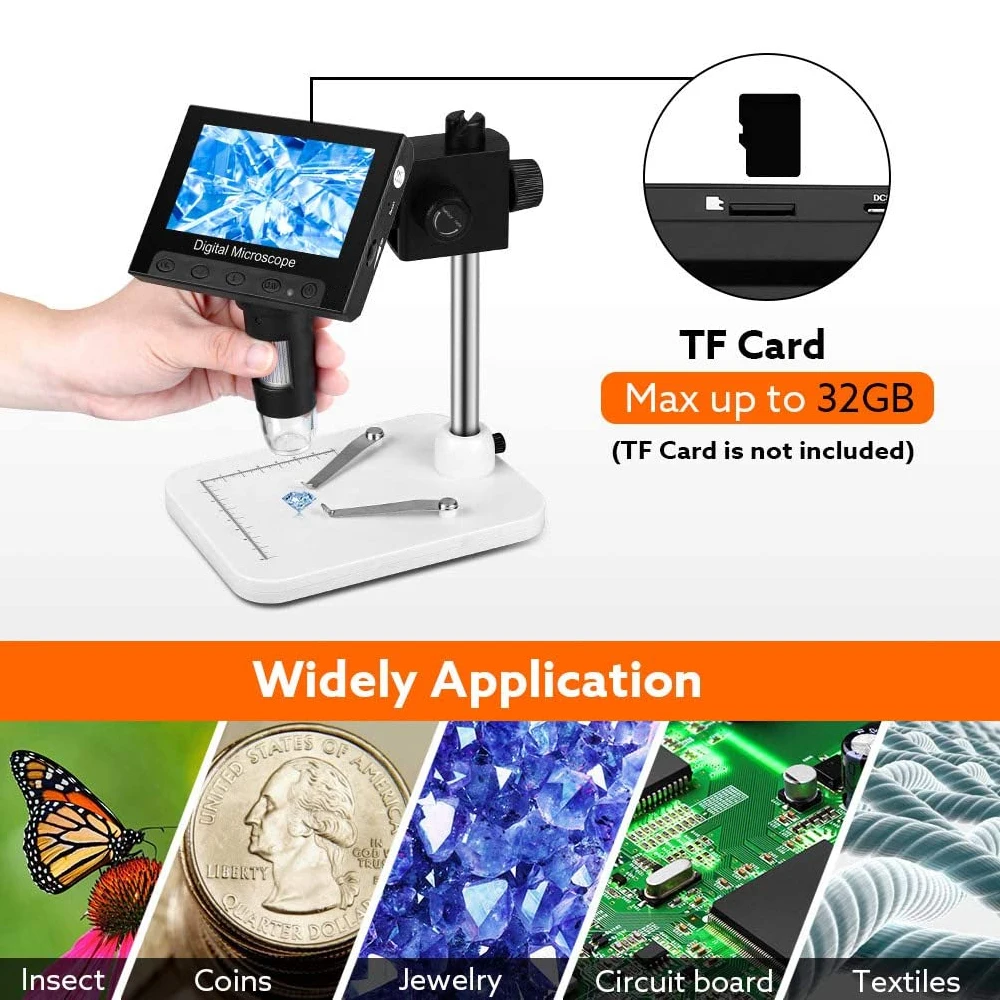 TKDMR 1000X 12MP USB Digital Electronic Microscope 4.3 Inch HD LCD Soldering Microscope 8 LED Stand PCB Motherboard Repairing
TKDMR 1000X 12MP USB Digital Electronic Microscope 4.3 Inch HD LCD Soldering Microscope 8 LED Stand PCB Motherboard Repairing
