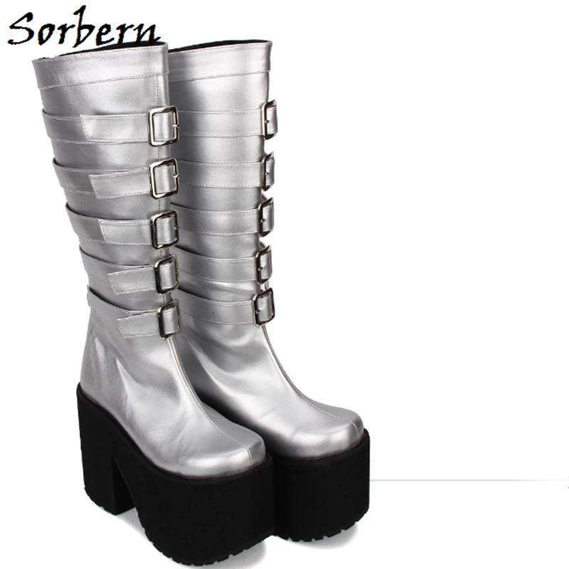Sorbern Silver Knee High Boots For Women Block Heel Platform Straps Punk Styles Ladies Boots Spring 2020 Woman
Sorbern Silver Knee High Boots For Women Block Heel Platform Straps Punk Styles Ladies Boots Spring 2020 Woman