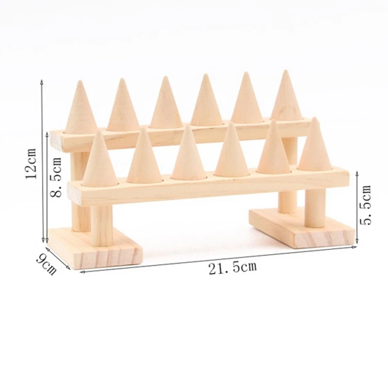 12 Fingers Ring Display Stands, 2 Step Wood Cone Ring Organizer, Ring Storage Jewelry Display Stands for Shows 
12 Fingers Ring Display Stands, 2 Step Wood Cone Ring Organizer, Ring Storage Jewelry Display Stands for Shows